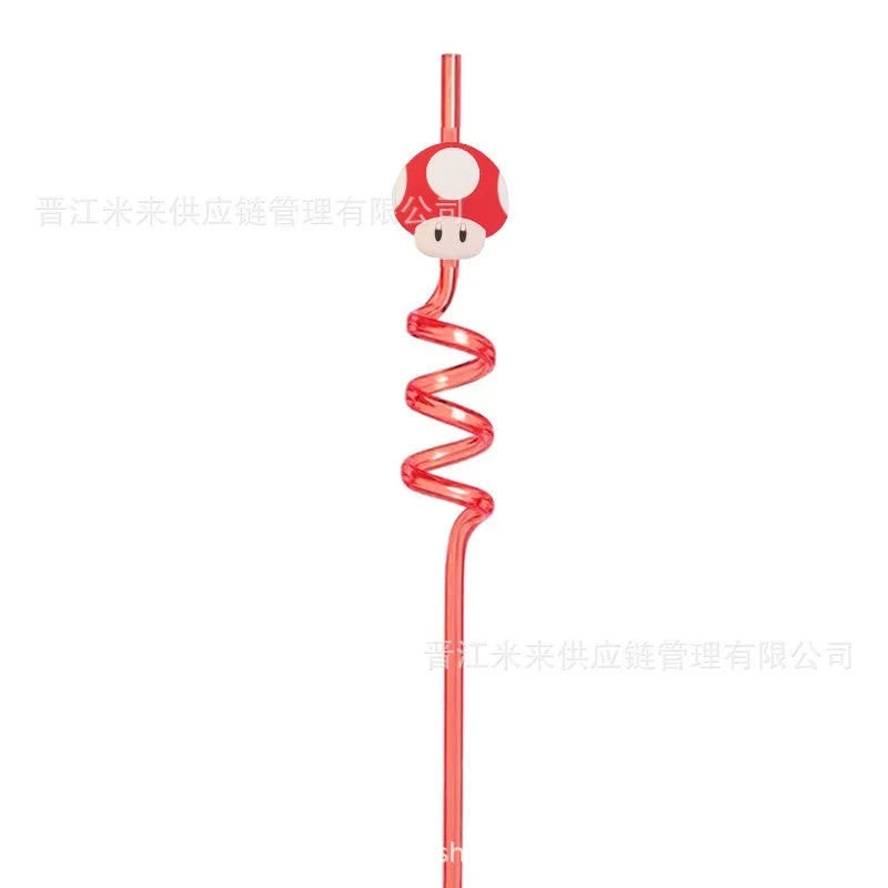 Super Mario Frozen Birthday Party Decorations Luigi Princess Peach Game-derived Peripherals Spiral Straw Disposables Tableware