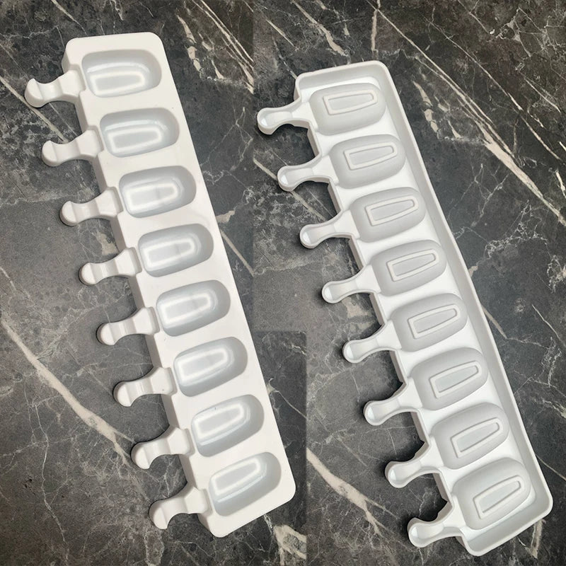 4/8 Hole Food Grade Silicone Ice Cream Mold Ice Pop Cube Popsicle Mold With Sticks Dessert DIY Magnum Cake Mold Ice Cream Maker