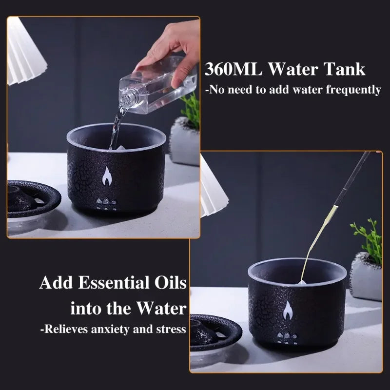 New Portable Volcano Flame Air Humidifier Essential Oil Aroma Diffuser for Home Mist Jellyfish Humidifiers Night Light Fragrance