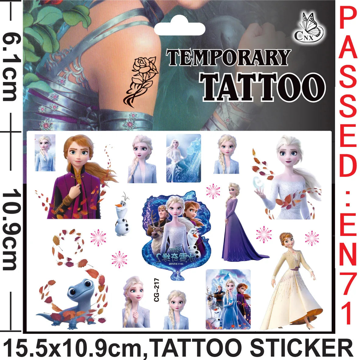 Disney Princess Frozen Tattoo Stickers Children's Birthday Party Decoration Anna Elsa Cartoon Sticker Classic Toys Kids Gifts