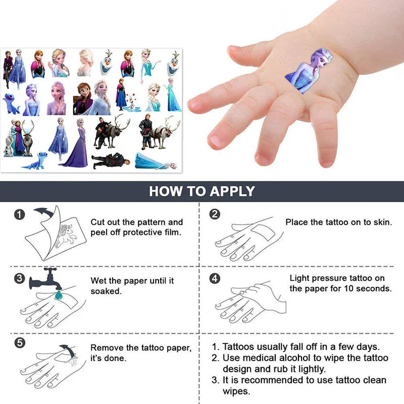 Disney Princess Frozen Tattoo Stickers Children's Birthday Party Decoration Anna Elsa Cartoon Sticker Classic Toys Kids Gifts