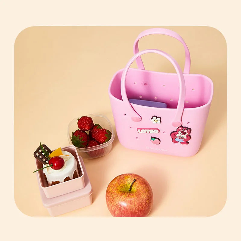 Cute Cartoon Disney Series Marie Cat Lucifer Lotso Stitch Small Dongdong Lunch Bag Light High Capacity Travel Rice Bag for Girl