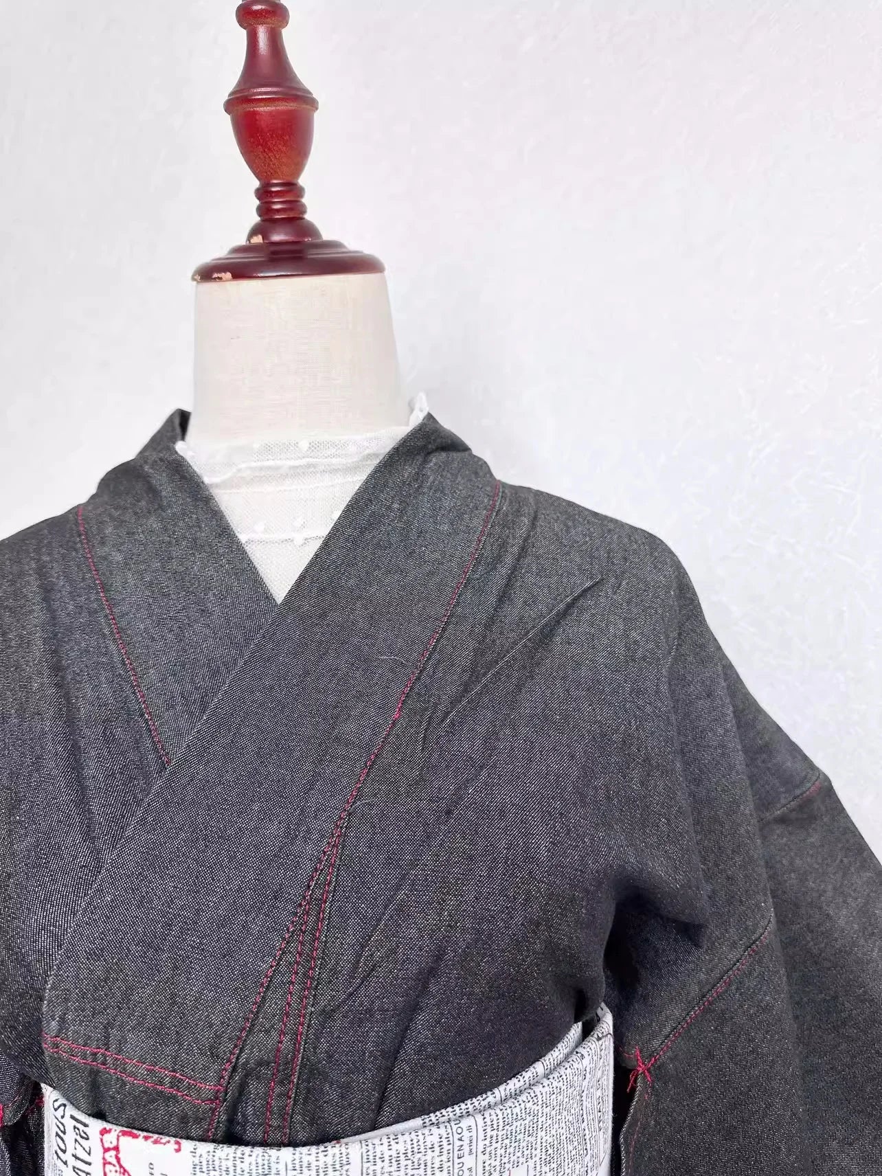 Women's Japanese Traditional Kimono Washed Denim Solid Color Formal Yukata Cosplay Costume Photography Long Dress