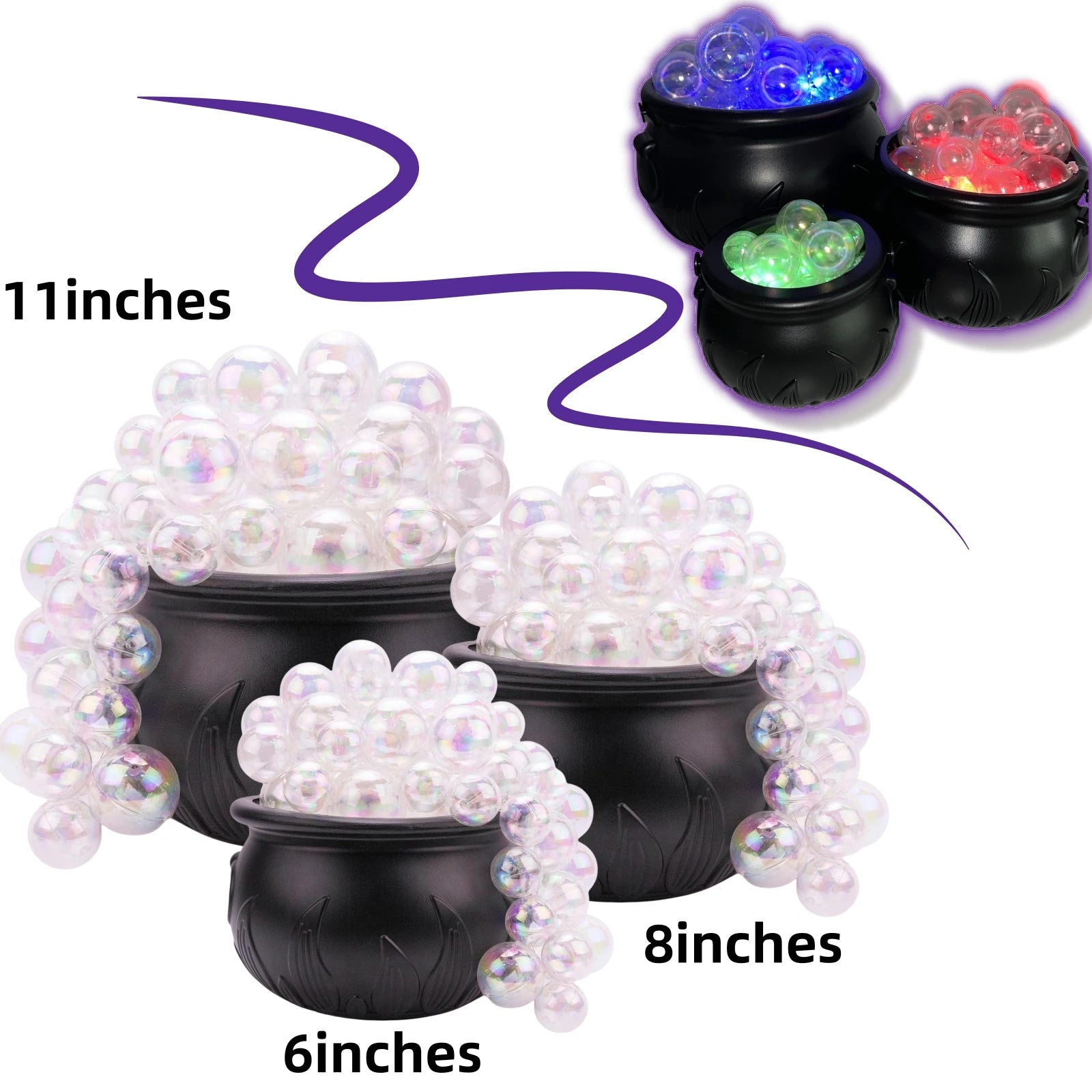 DIY Bubbling Cauldron Set Halloween Decorations Indoor ,8 Inches Black Plastic Bowl Decoration for Home Kitchen Room Party Table