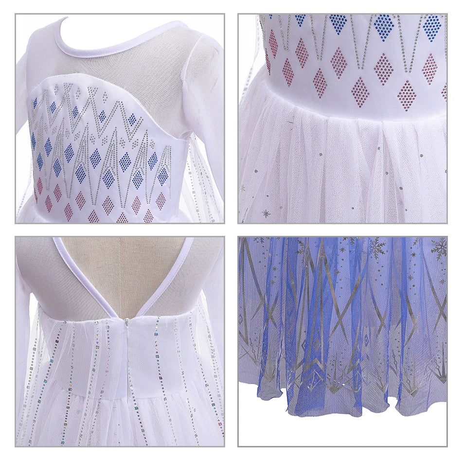 Frozen 2 Disney Cosplay Costumes for Girls Anna & Elsa Princess Snow Queen Long Dresses Halloween Party Carnival Clothes Vestido