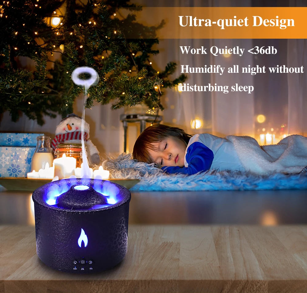 New Portable Volcano Flame Air Humidifier Essential Oil Aroma Diffuser for Home Mist Jellyfish Humidifiers Night Light Fragrance