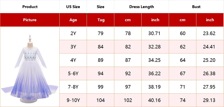 Disney Frozen Anna Elsa Cosplay Costumes for Girls Princess Snow Queen Long Dresses Halloween Party Carnival Clothes Vestido
