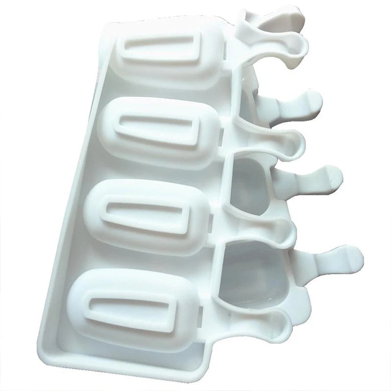 4/8 Hole Food Grade Silicone Ice Cream Mold Ice Pop Cube Popsicle Mold With Sticks Dessert DIY Magnum Cake Mold Ice Cream Maker