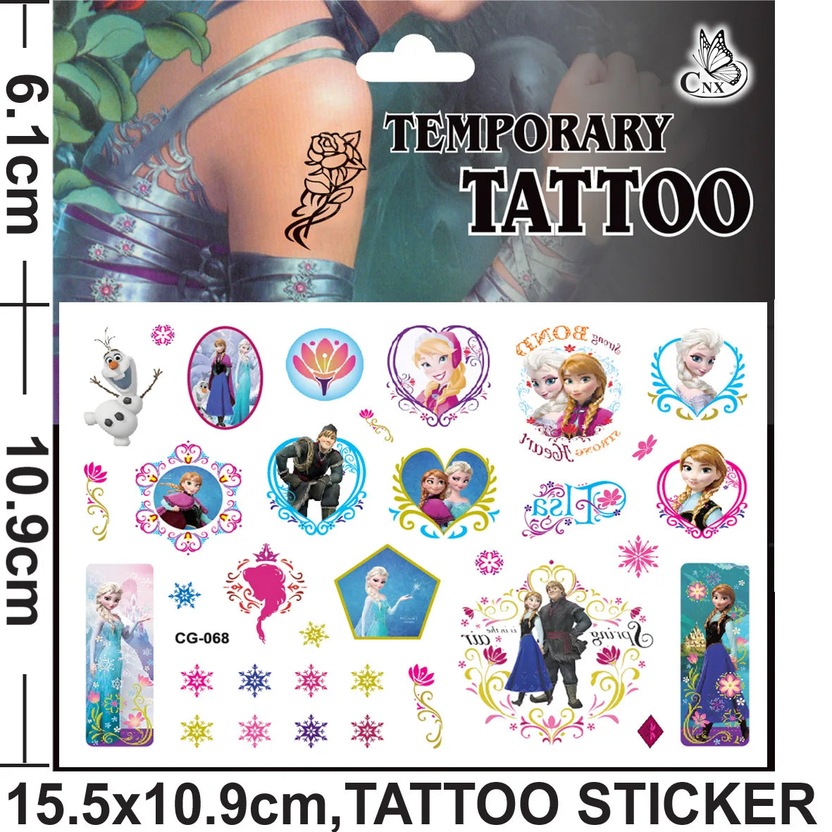 Disney Princess Frozen Tattoo Stickers Children's Birthday Party Decoration Anna Elsa Cartoon Sticker Classic Toys Kids Gifts