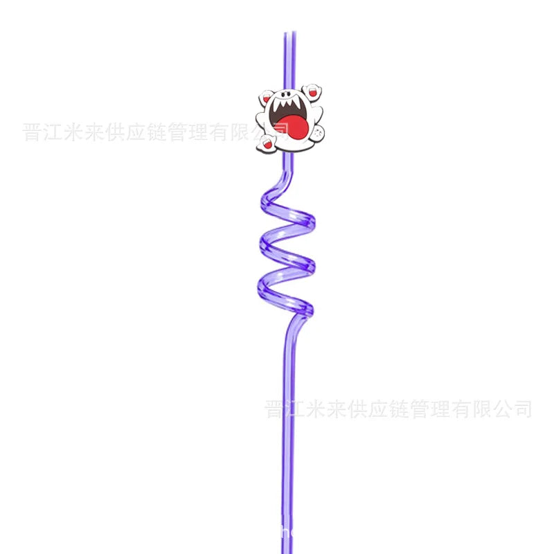 Super Mario Frozen Birthday Party Decorations Luigi Princess Peach Game-derived Peripherals Spiral Straw Disposables Tableware