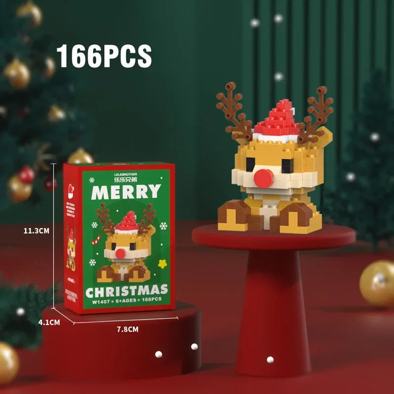 Christmas Gifts Micro Building Block Santa Claus Reindeer Christmas Eve Puzzle Assembling Bricks Table Children Xmas New Year