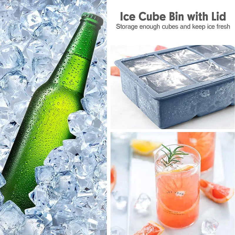 Silicone Ice Cube Trays Large Size Flexible Ice Ball Maker Molds with Leak Proof Removable Lid BPA Free for Cocktail Whiskey