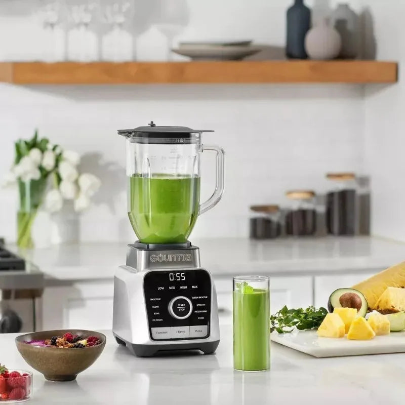 GourmiaDigital Blender with 8 Total Blend Programs, 4 Speeds & Round-Plated Tamper Gray
