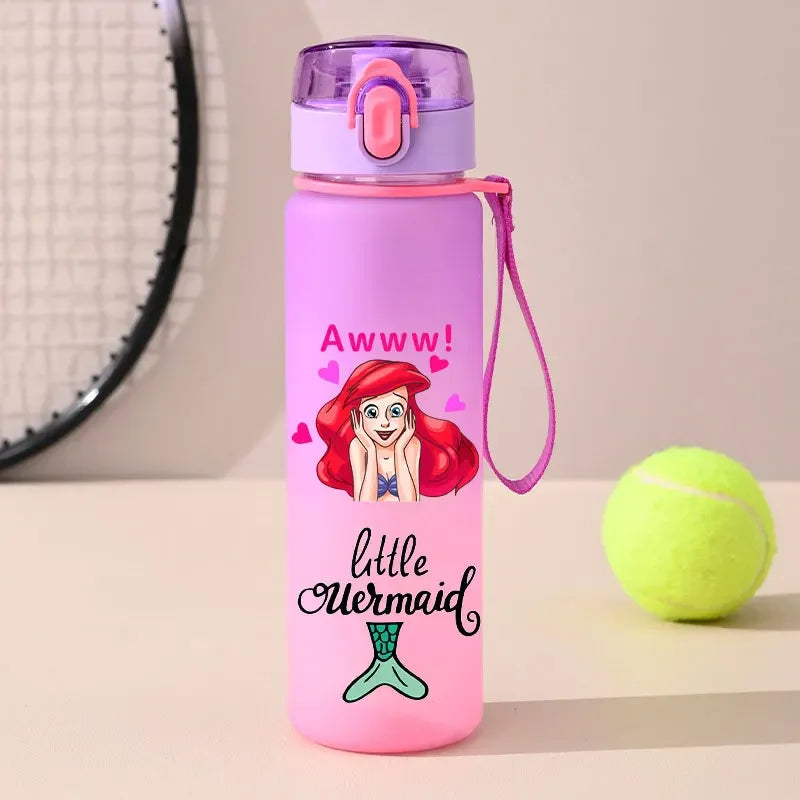 560ml Gradient Cup Little Mermaid Pink Series & 460ml Plastic Cup Bouncing Children's Cup Ariel Portable Bottle  Gifts