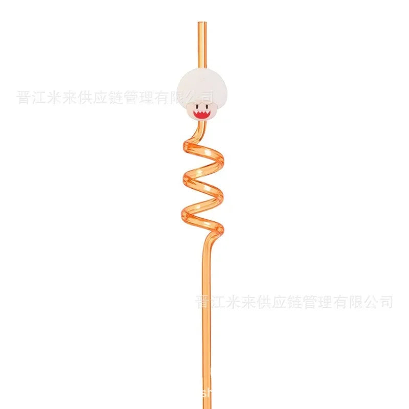 Super Mario Frozen Birthday Party Decorations Luigi Princess Peach Game-derived Peripherals Spiral Straw Disposables Tableware