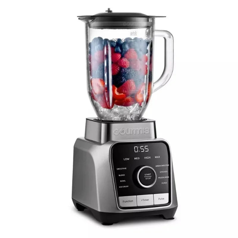 GourmiaDigital Blender with 8 Total Blend Programs, 4 Speeds & Round-Plated Tamper Gray