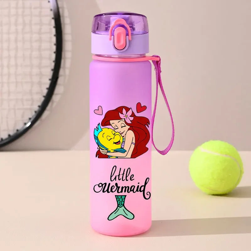 560ml Gradient Cup Little Mermaid Pink Series & 460ml Plastic Cup Bouncing Children's Cup Ariel Portable Bottle  Gifts