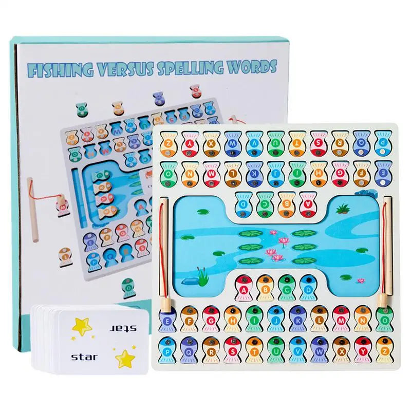 Wooden Fishing Game Alphabet Fish Catching Games Developmental Early Learning Toys Magnetic Fishing Alphabet Game For Toddler