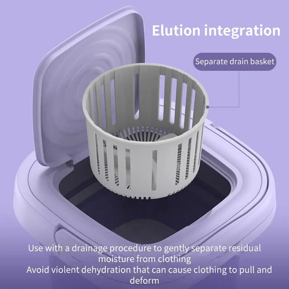 8L Household Small Folding Washing Machine Student Dormitory Underwear Sock Mini Washing Machine Portable Washing Bucket EU PLUG