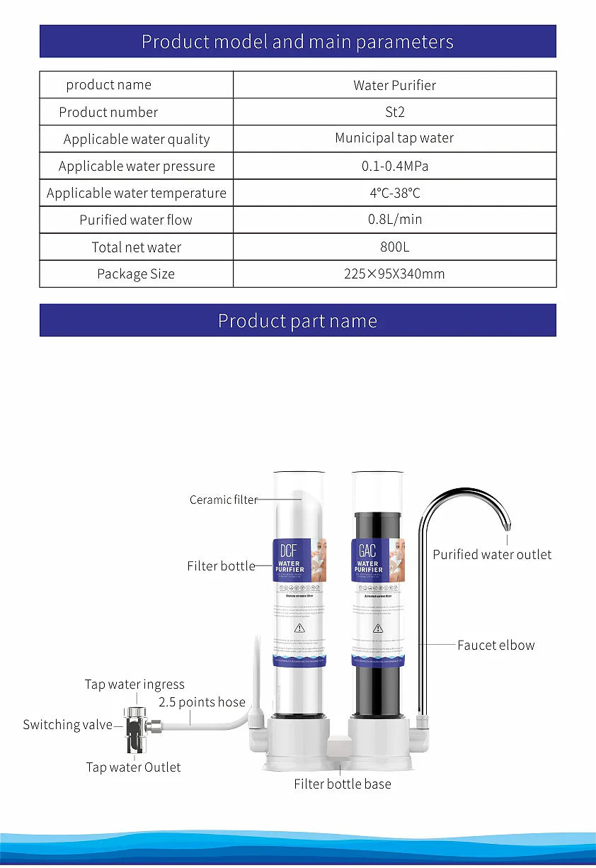 English Version of Water Purifier Household Kitchen Transparent Ceramics Filter Tap Water