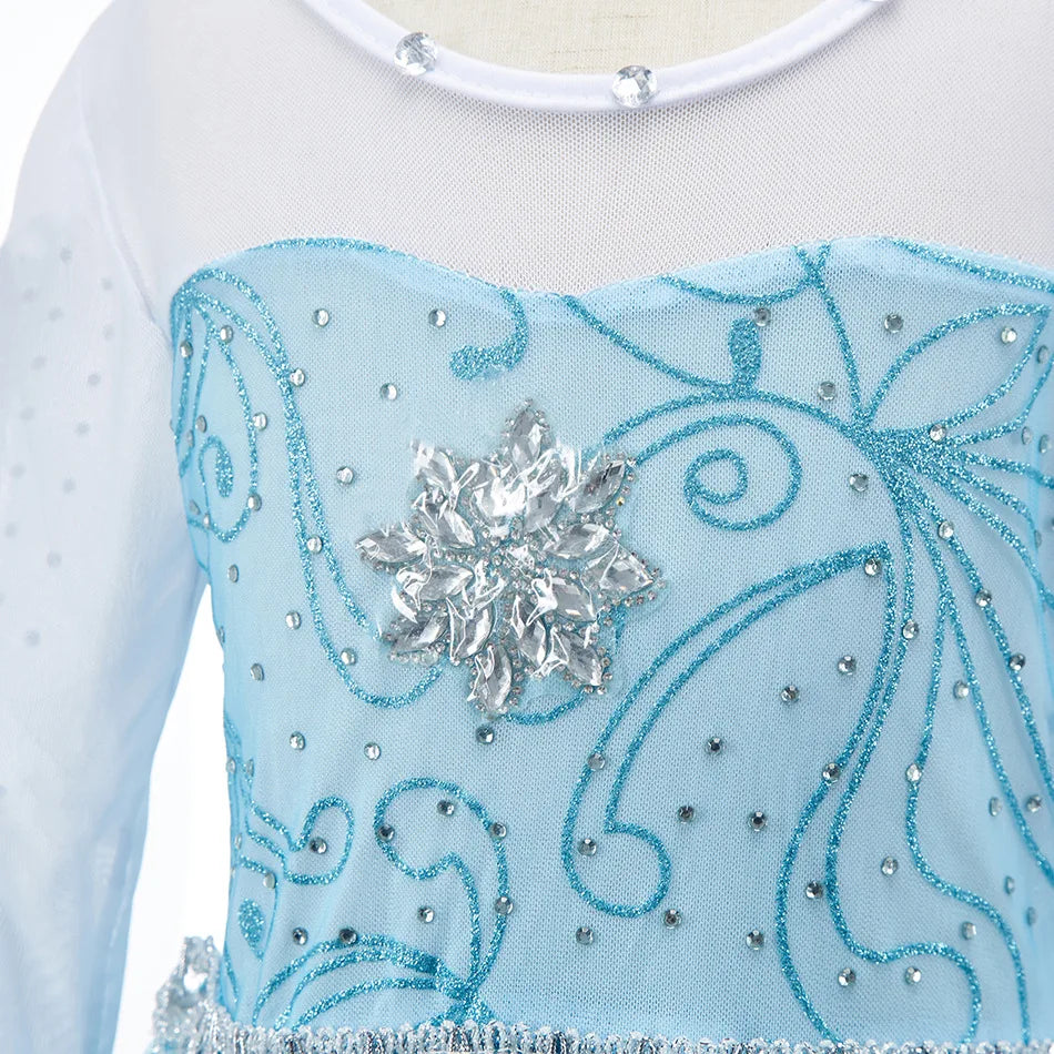 Disney Frozen Anna Elsa Cosplay Costumes for Girls Princess Snow Queen Long Dresses Halloween Party Carnival Clothes Vestido
