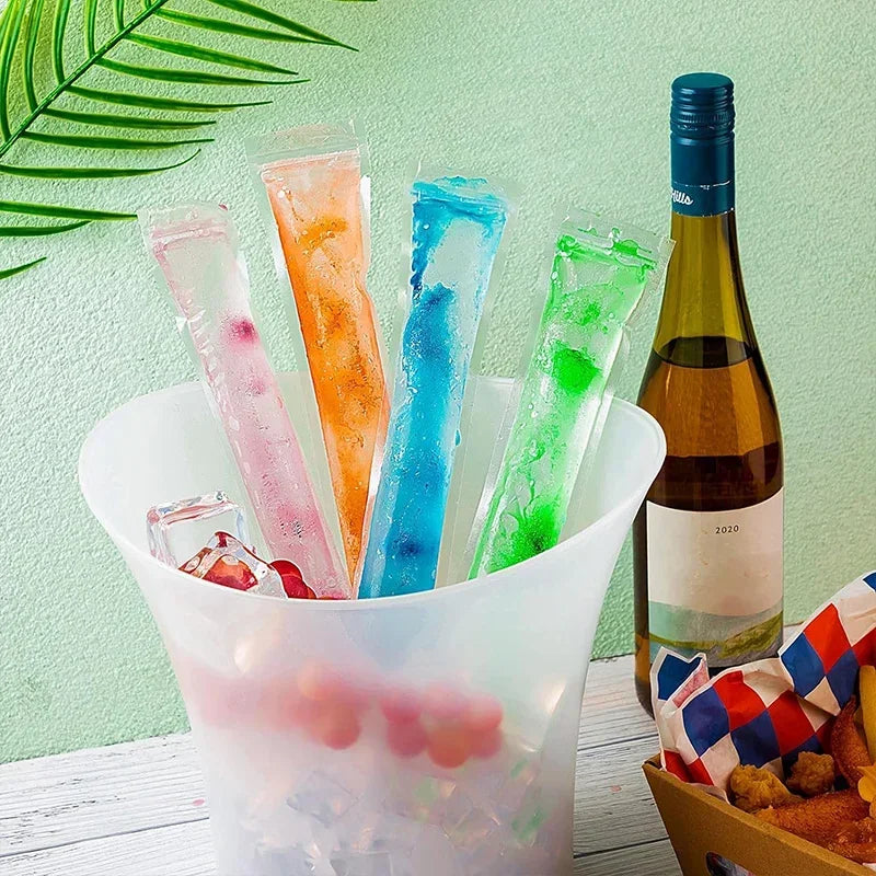 Summer Disposable Ice Popsicle Bags DIY Ice Cream Pops Large Freeze Sealed Bags Juice Yogurt Smoothie Mold Bag With Funnel Tools
