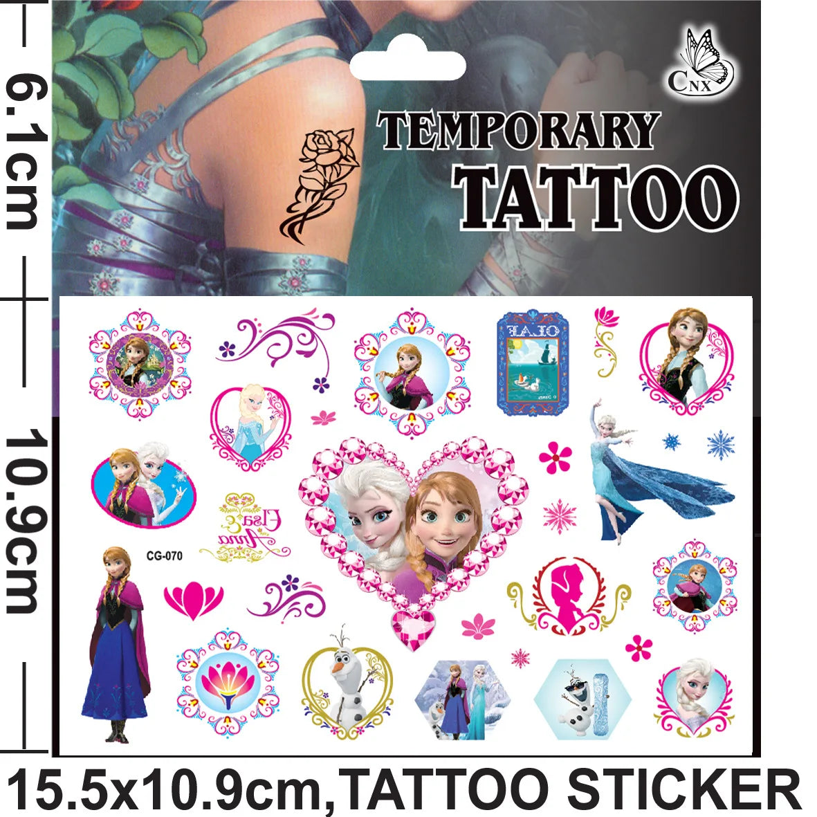 Disney Princess Frozen Tattoo Stickers Children's Birthday Party Decoration Anna Elsa Cartoon Sticker Classic Toys Kids Gifts