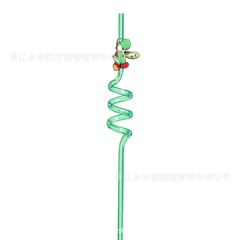 Super Mario Frozen Birthday Party Decorations Luigi Princess Peach Game-derived Peripherals Spiral Straw Disposables Tableware