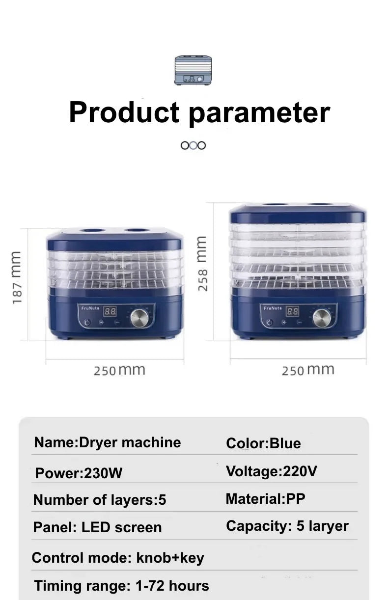 SUSWEETLIFE 5-layer Dried Fruits Food Dryers Fruits Vegetables Pets, Meat Food Drying Machines Small Household Dehydrators