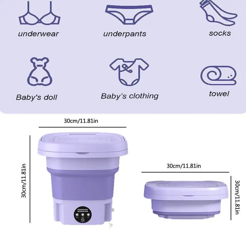 8L Household Small Folding Washing Machine Student Dormitory Underwear Sock Mini Washing Machine Portable Washing Bucket EU PLUG