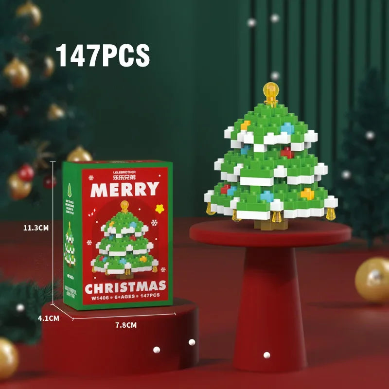Christmas Gifts Micro Building Block Santa Claus Reindeer Christmas Eve Puzzle Assembling Bricks Table Children Xmas New Year