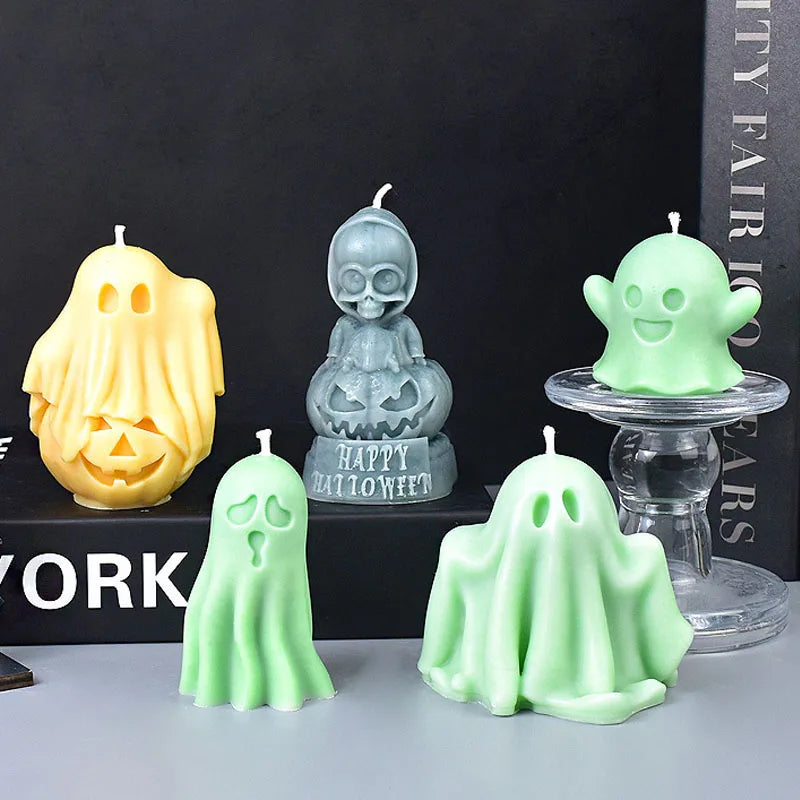 Ghost Pumpkin Halloween Decor Candle Silicone Mold DIY Handmade Aromatherapy Candle Plaster Resin Mould Halloween Tabletop Gifts