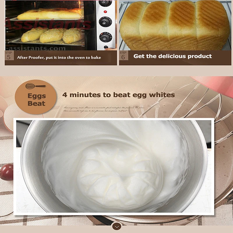 Stainless Steel Bread Dough Mixer Automatic Flour Eggs Mixing Kneading Machine