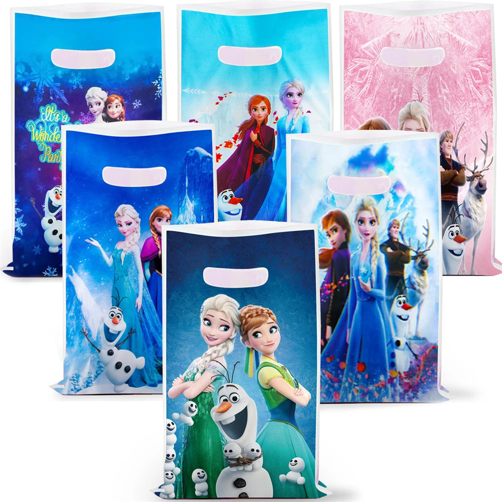Disney Frozen Princess Theme 10pcs/lot Kids Girls Favors Happy Birthday Party Gifts Surprise Candy Bags Decorations Loot Bags