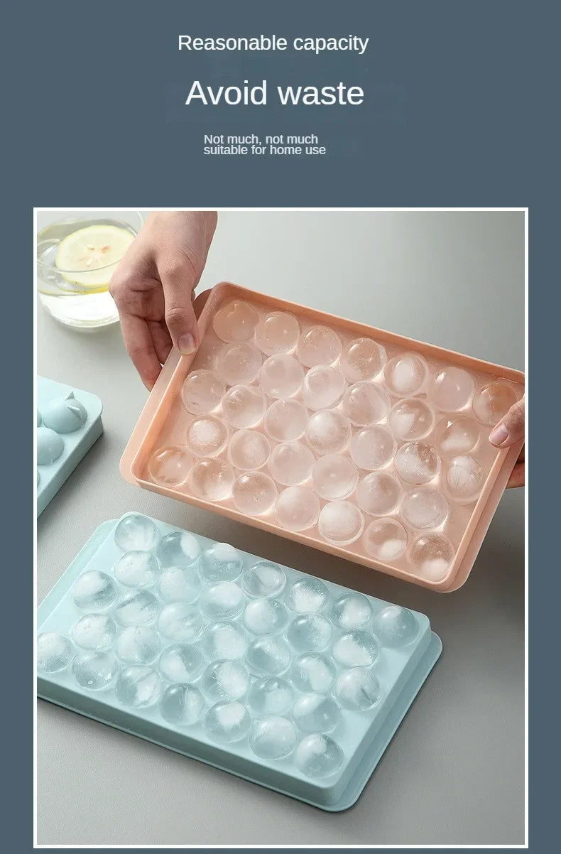 Round Ice Cube Tray with Lid&Bin Ice Maker Popsicle Mold for Freezer with Container Chilling Cube Making Cocktail Whiskey Coffee