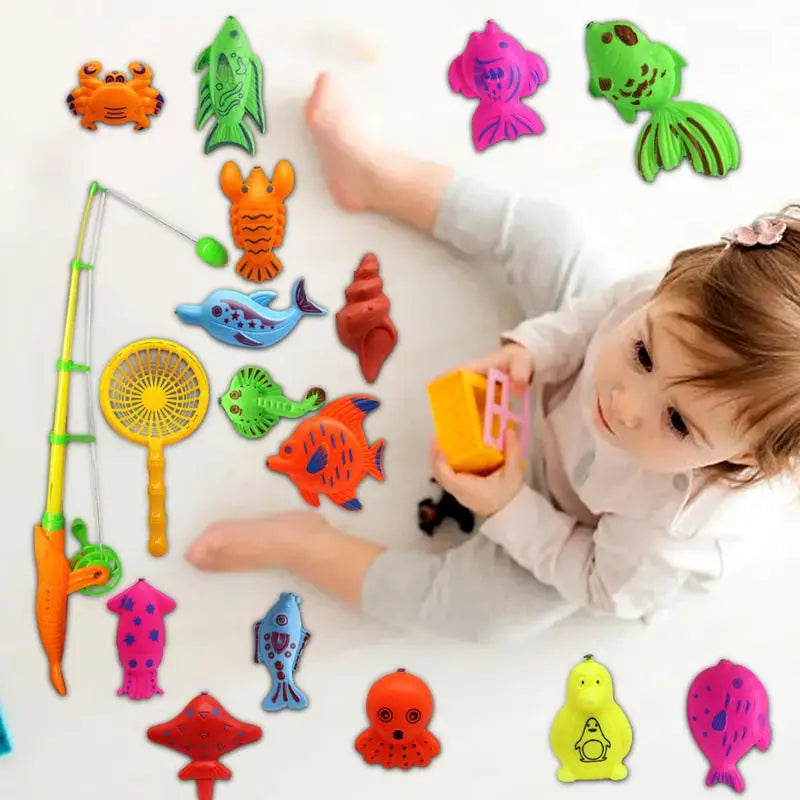 Bath Toys Fishing Game Water Table Bathtub Bath Toy With Pole Rod Water Fish Toys For Kids Toddler Age 3 4 5 6 Year Old Sensory