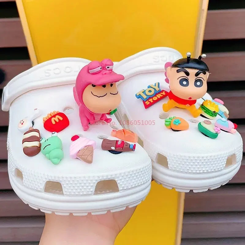 Crayon Shin-Chan 3d Pvc Decoration Buckle Little Cartoon Resin Hole Shoe Own Cave Sandal Design Charms Boy Girl  Accessory