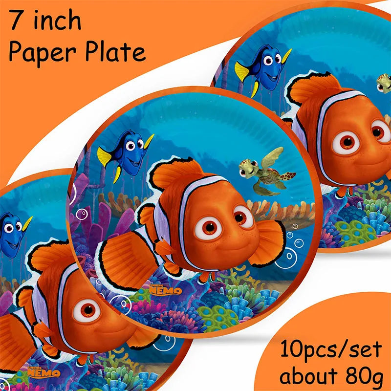 Disney Finding Nemo Birthday Decoration Angle Disposable Tableware Cup Plate Tablecloth Baby Shower Kids GirlsBoy Party Supplies