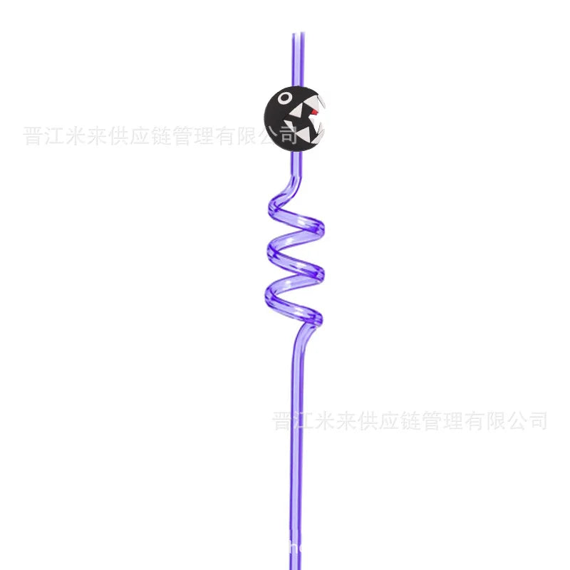 Super Mario Frozen Birthday Party Decorations Luigi Princess Peach Game-derived Peripherals Spiral Straw Disposables Tableware