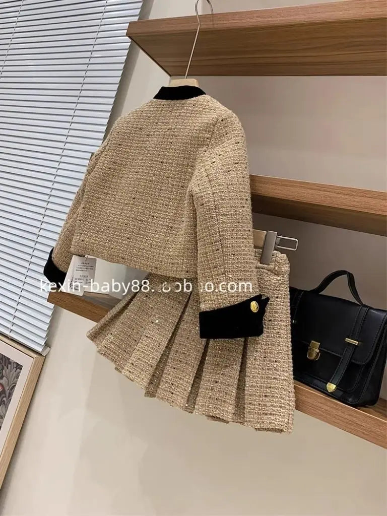 baby Girls Outfits blazer+Pleated skirt 2pcs kids girls clothes set Designer Style 2-16 years coat+skirt teen girl clothing suit