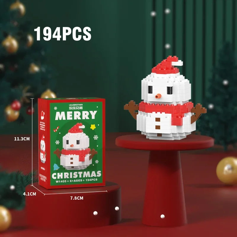 Christmas Gifts Micro Building Block Santa Claus Reindeer Christmas Eve Puzzle Assembling Bricks Table Children Xmas New Year
