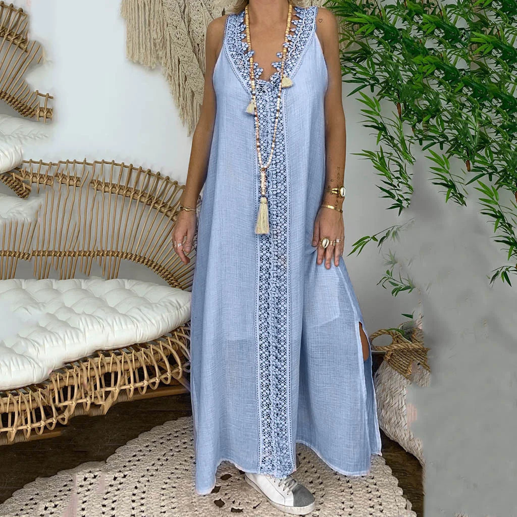 2023 New In Summer Women's Large Sleeveless Lace Splice Dress Designer Luxury Elegant White Dresses For Women Robe