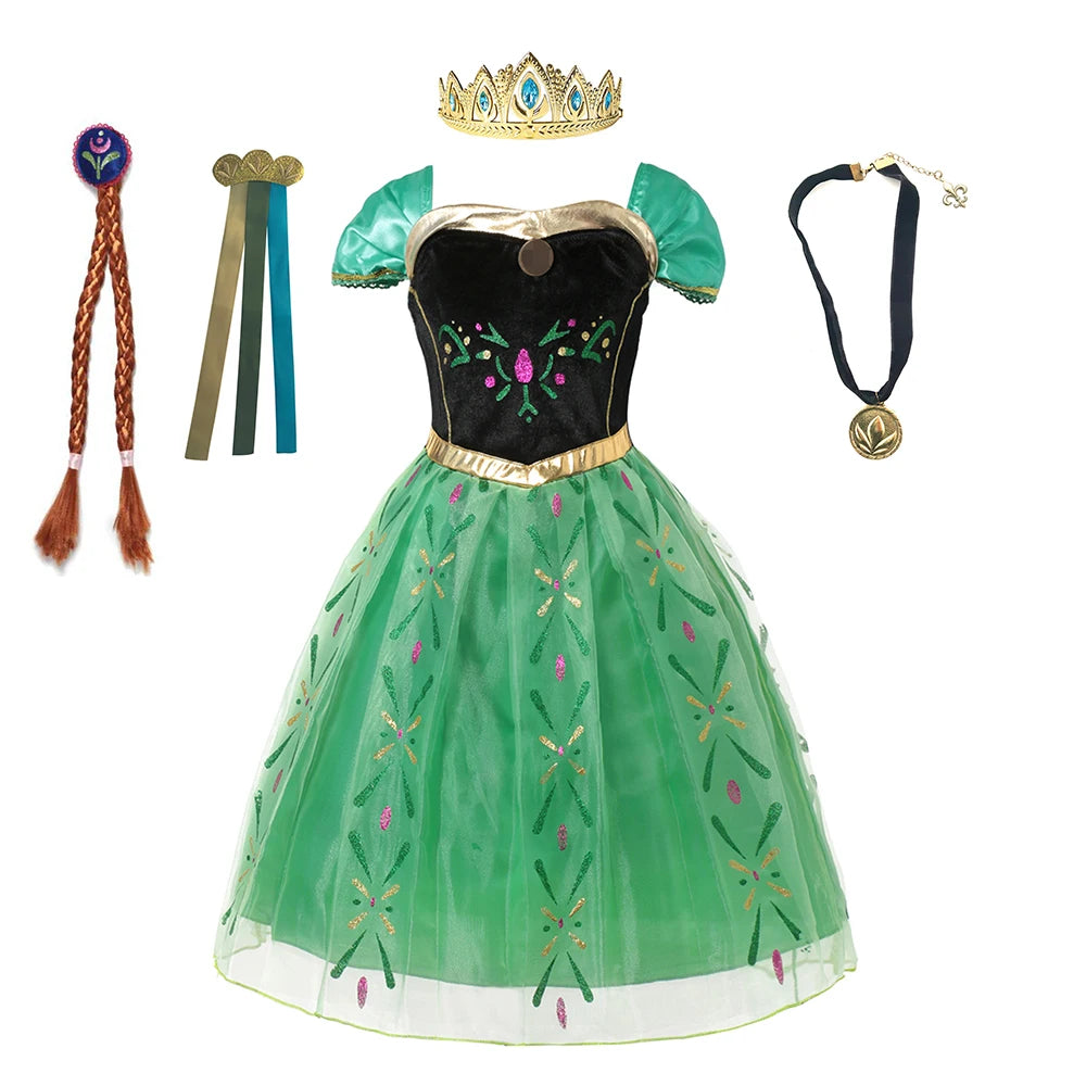 Disney Frozen Elsa Anna Costume For Kids Girl Fancy Birthday Party Gown Princess Dress Carnival Party Children Clothing 2023