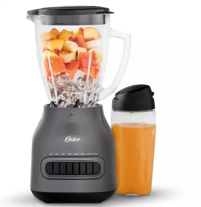 Oster Easy-to-Clean Blender with Dishwasher-Safe Glass Jar with a 20 oz. Blend-n-Go Cup