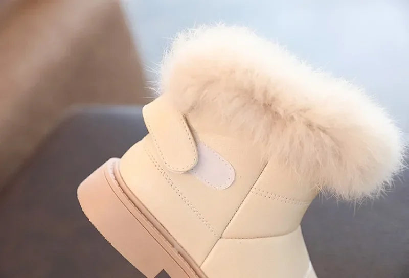 Children Warm Boots Boys Girls Winter Snow Boots with Fur Kids Snow Boots Children Soft Bottom Shoes