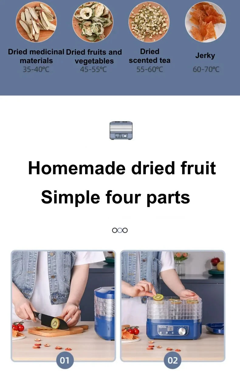 SUSWEETLIFE 5-layer Dried Fruits Food Dryers Fruits Vegetables Pets, Meat Food Drying Machines Small Household Dehydrators