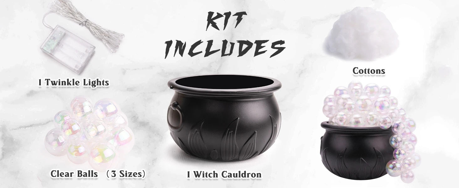 DIY Bubbling Cauldron Set Halloween Decorations Indoor ,8 Inches Black Plastic Bowl Decoration for Home Kitchen Room Party Table