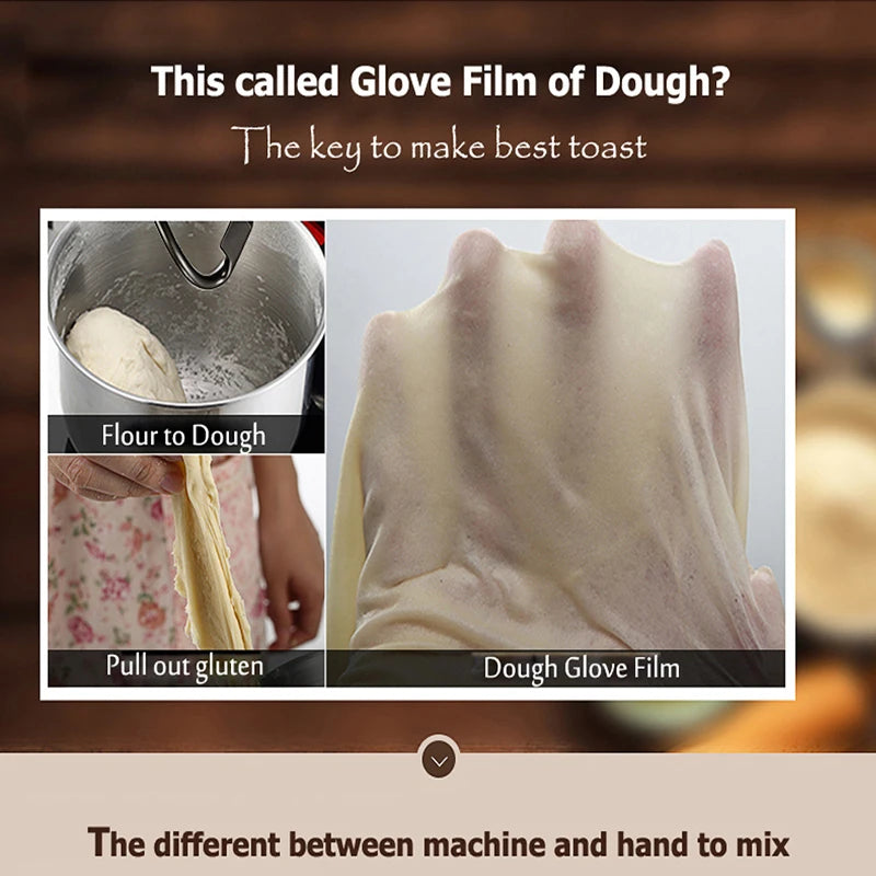 Stainless Steel Bread Dough Mixer Automatic Flour Eggs Mixing Kneading Machine