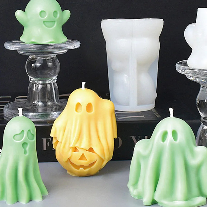 Ghost Pumpkin Halloween Decor Candle Silicone Mold DIY Handmade Aromatherapy Candle Plaster Resin Mould Halloween Tabletop Gifts