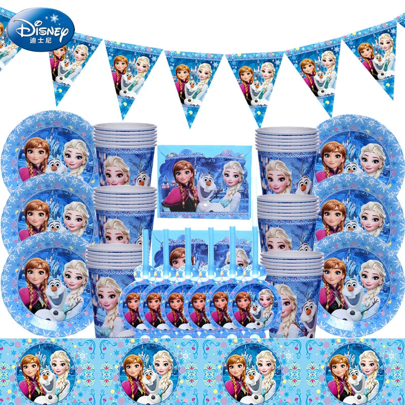 Disney Frozen Anna and Elsa Princess Theme Party Decor Disposable Plates Baby Shower Kid Favor Birthday Party Tableware Supplies